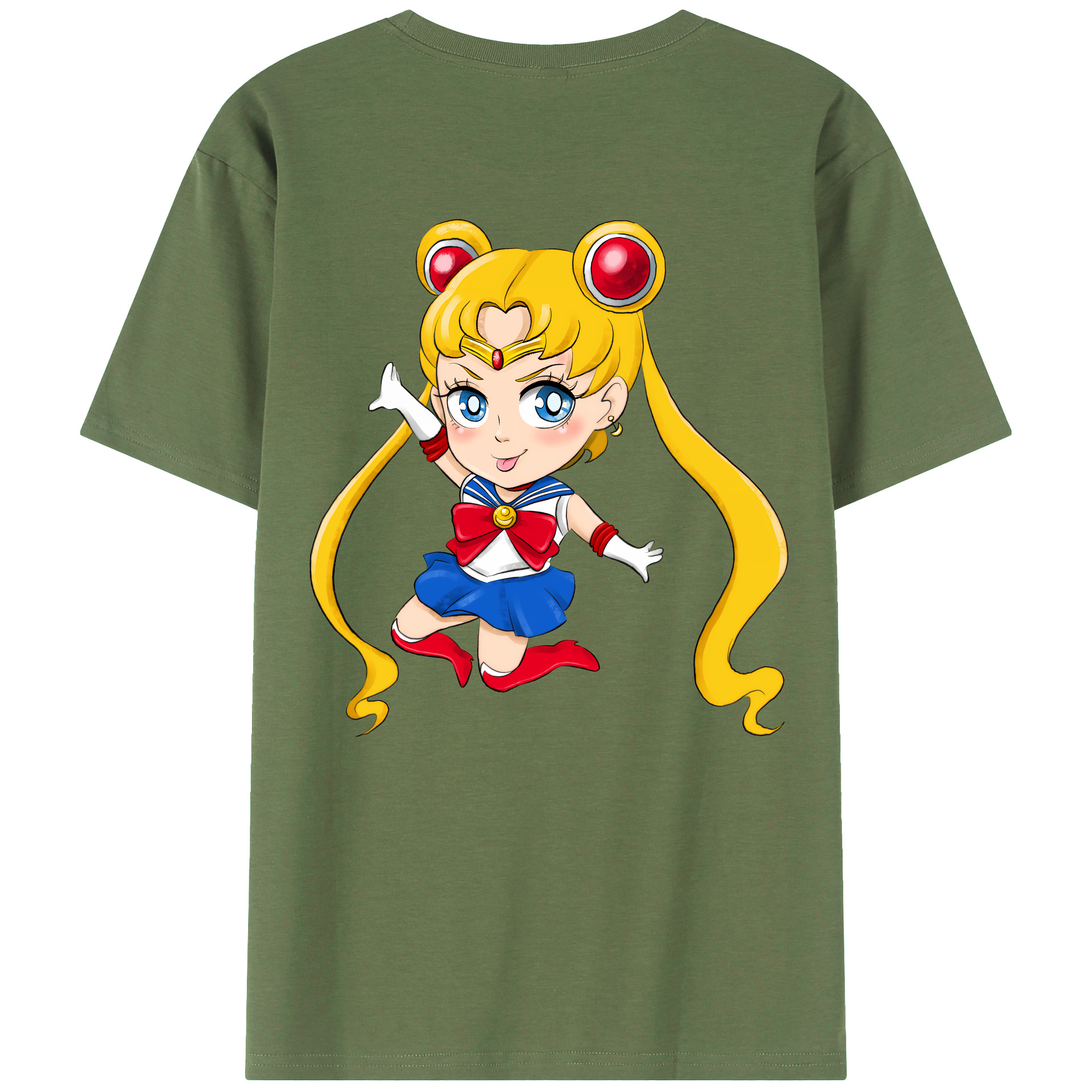（画像用） 美少女戦士セーラームーン 月野 うさぎ つきの うさぎ Sailor Moon Tsukino Usagi 綿100％ メンズ半袖Tシャツ（バックプリント） 通気性